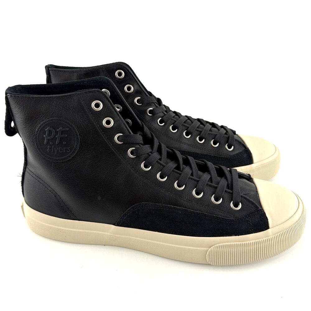 P.F. Flyers Black Sea Salt All-American High-Top Luxe Sneakers Size M 11 W 12.5 - Picture 7 of 12